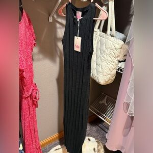 Pinkblush Maternity Black Ribbed Knit Dress